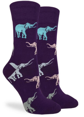 Sock Womens Purple Elephants